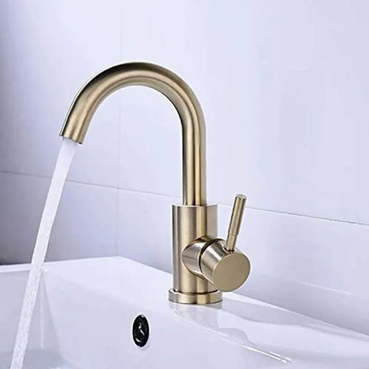 Brushed Gold Single Handle Swivel Basin Faucet – 304 Stainless Basin Faucet Peaceful Pleasures Health and Wellness