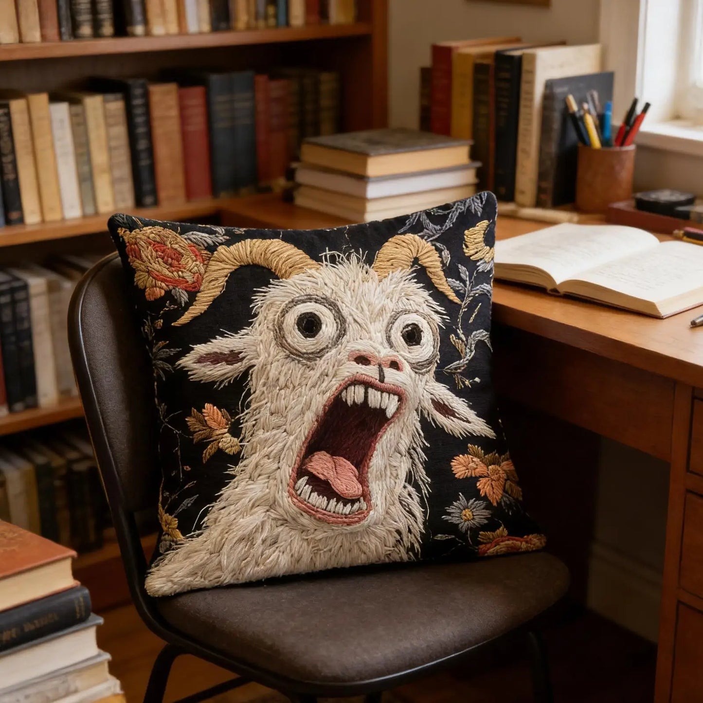 Screaming Goat Throw Pillow Cover | Funny Cushion Case 18x18"