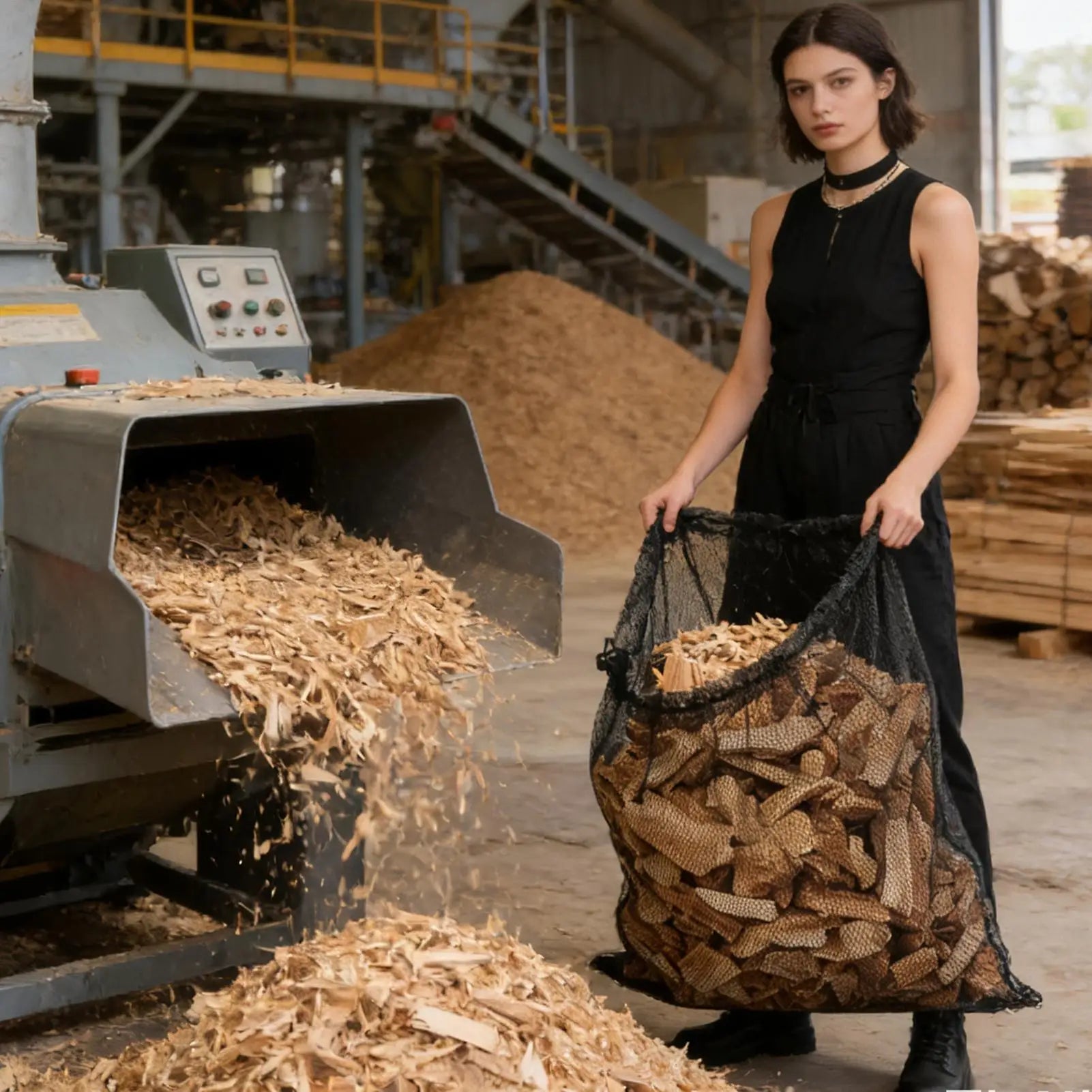 Large Wood Chipper Shredder Bag & Mesh Firewood Carrier 48x24" Chipper Shredder Bag Peaceful Pleasures Health and Wellness