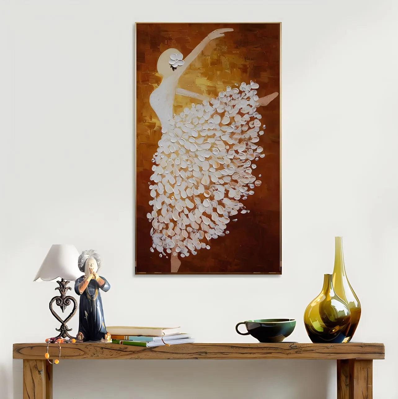 Ballet Dancer Hand Painted Abstract Palette Knife Painting on Canvas, Modern Wall Art for Living Room, Home Decoration Peaceful Pleasures Health and Wellness