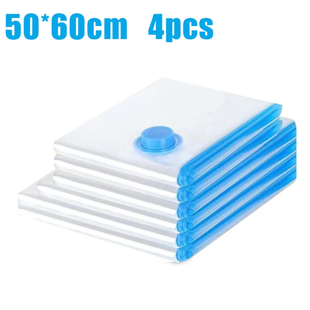 4-Pack Travel Compression Bags – No Vacuum or Pump Needed