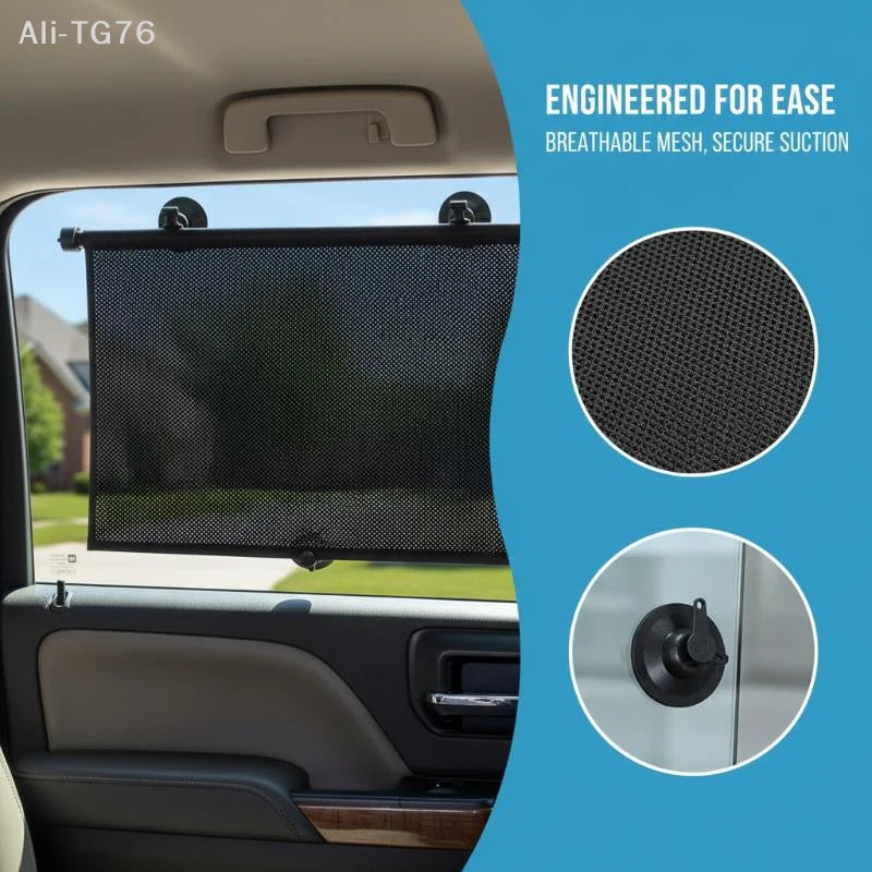 Retractable Car Side Window Sunshade UV Blocking Roller Curtain