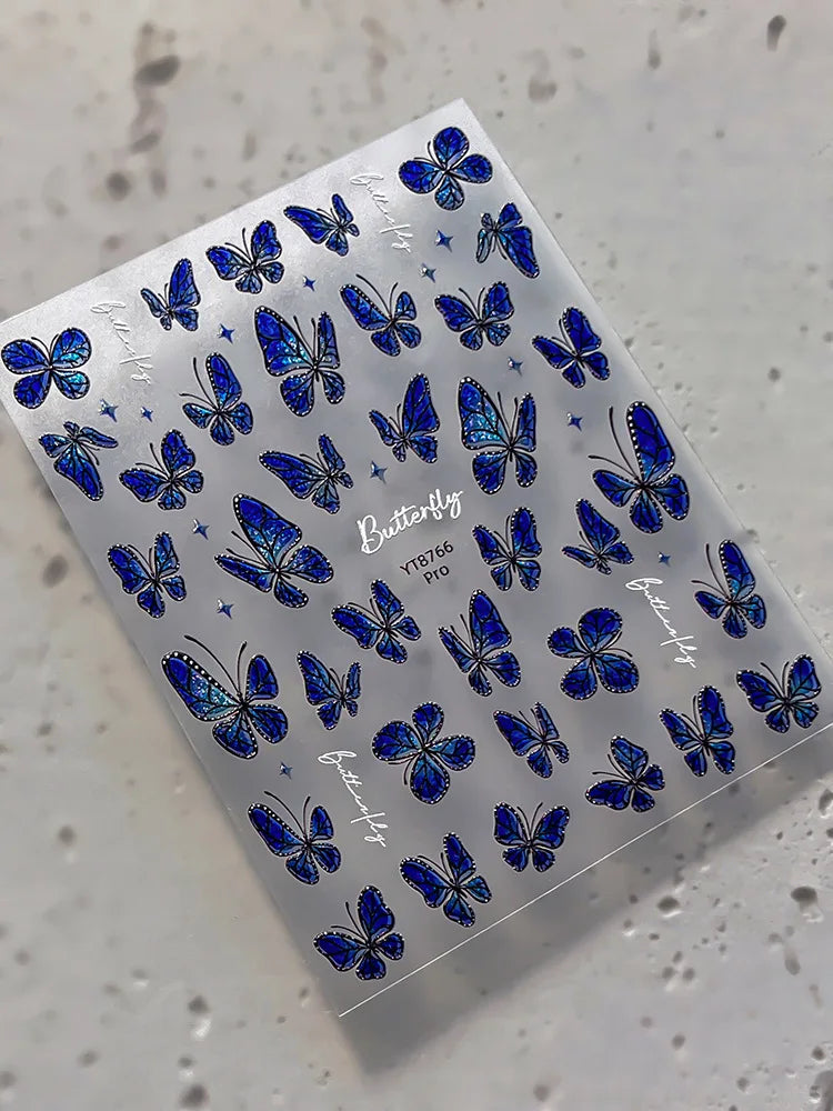 3D Holographic Butterfly Nail Stickers | Iridescent Aurora Decals