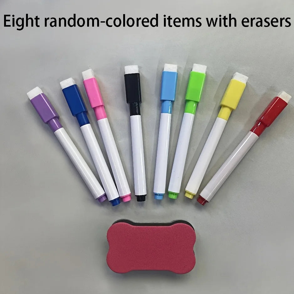 8-Pack Erasable Whiteboard Markers + Eraser | 8 Colors