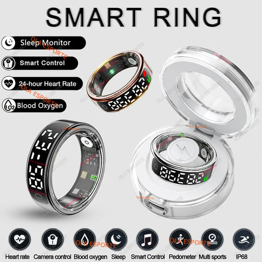 Smart Ring with Display Screen and Touch for Men Women, Health and Sleep Monitor, 5ATM Waterproof, Multi-sport Mode, Smartring Peaceful Pleasures Health and Wellness