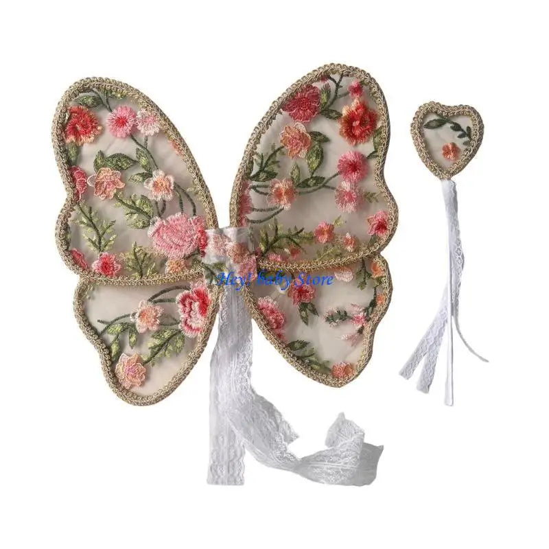 Baby Girls Lace Angel Wings & Wand Set – Photo Prop
