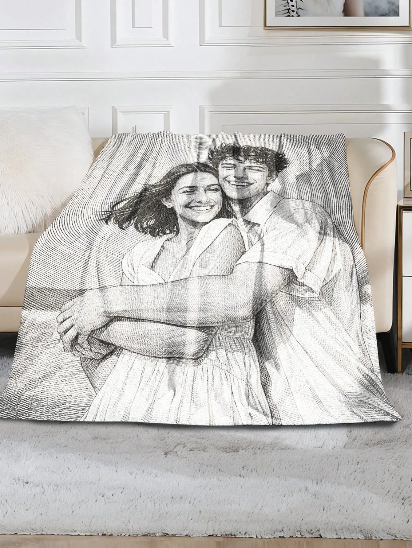 Custom AI Style Photo Blanket Personalized Fleece Throw 4 Designs Gift For Family Couples Mother Father Anniversary Christmas Peaceful Pleasures Health and Wellness