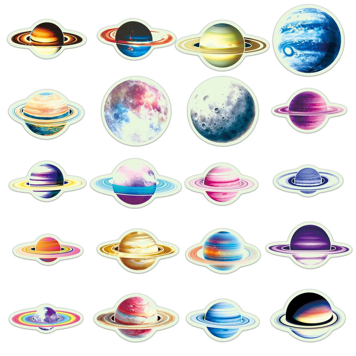 Bview Art Glow-in-the-dark Planet Stickers Luminous Decals Phone