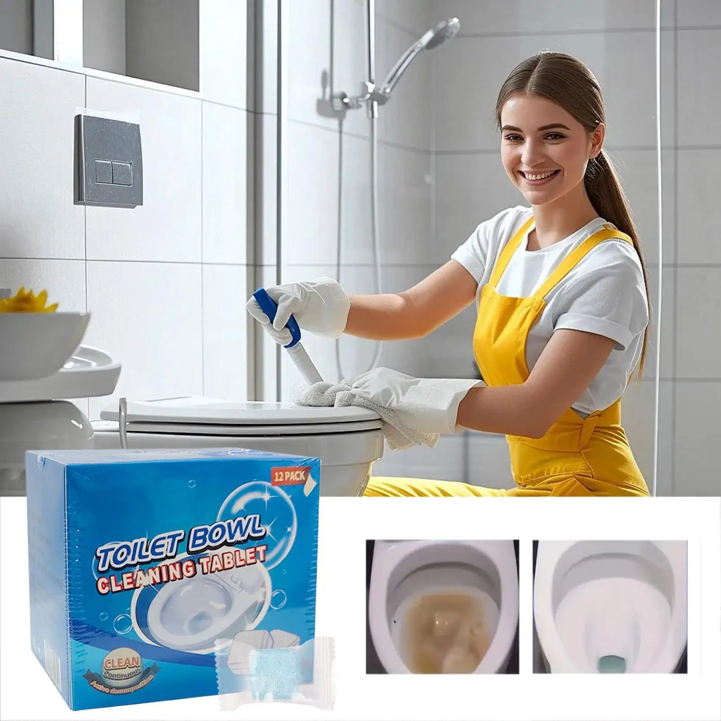 Toilet Tank Cleaner Tablets 180g Long-Lasting Fresh Scent Automatic Bowl Cleaner for Hard Water Limescale, Home Hotel Commercial Peaceful Pleasures Health and Wellness