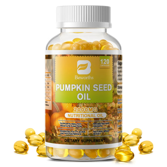 Pumpkin Seed Oil 2000mg Capsules with Saw Palmetto – 120ct Peaceful Pleasures Health and Wellness