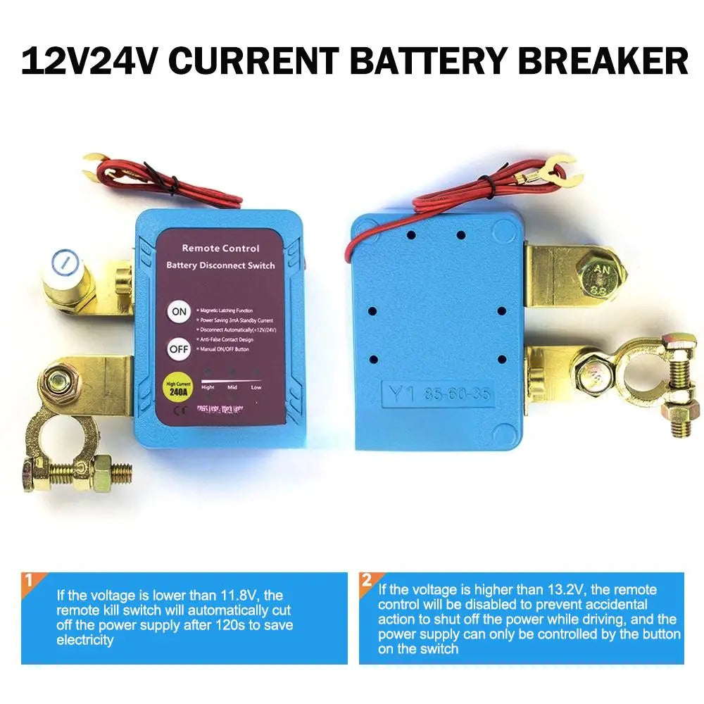 240A Remote Battery Disconnect Kill Switch 12/24V with Display