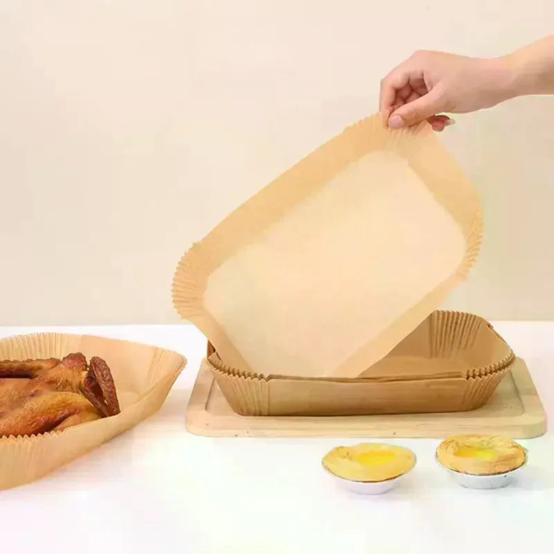 50pcs Rectangle Air Fryer Liners Non-Stick Disposable Parchment