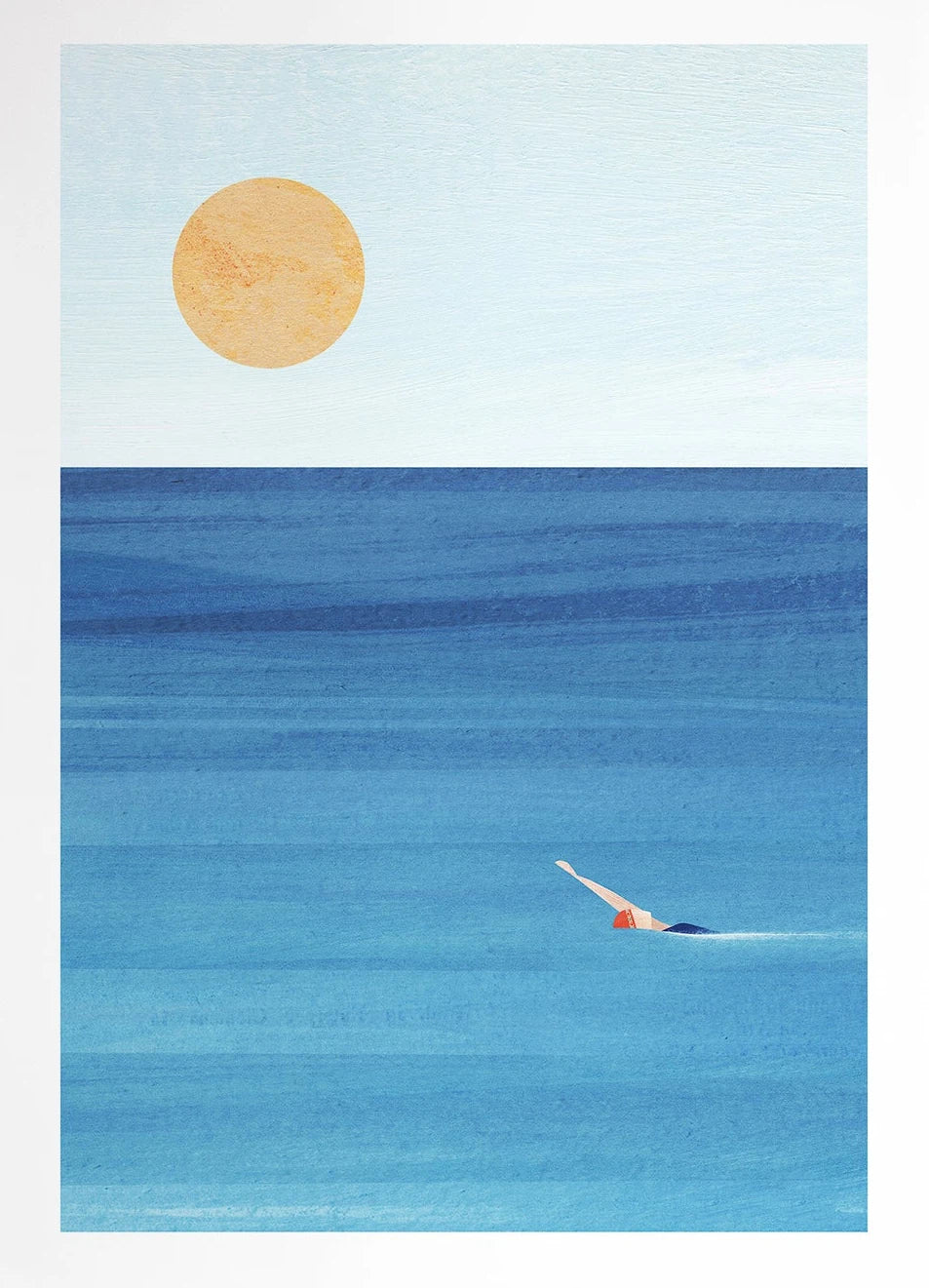 Canvas Painting Wall Art Picture Simple Outdoor Summer Beach Scenery Poster Sunset Surfers Swimming Ocean Living Room Home De Peaceful Pleasures Health and Wellness 2 50x70cm Unframed