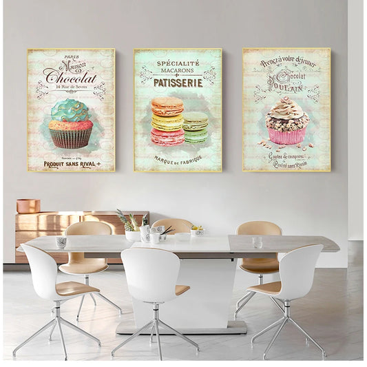 Nordic Dessert Bread Canvas Wall Art | Kitchen Decor Set of 3 Canvas Wall Art Peaceful Pleasures Health and Wellness