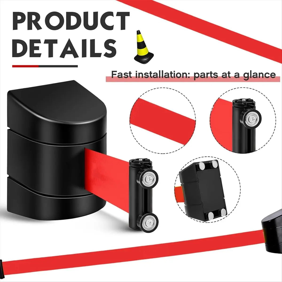 *ABDH 16.4 Ft Magnetic Retractable Wall Barrier Wall Mounted Crowd Control Barrier Safety Belt with ABS Case 2PCS Peaceful Pleasures Health and Wellness