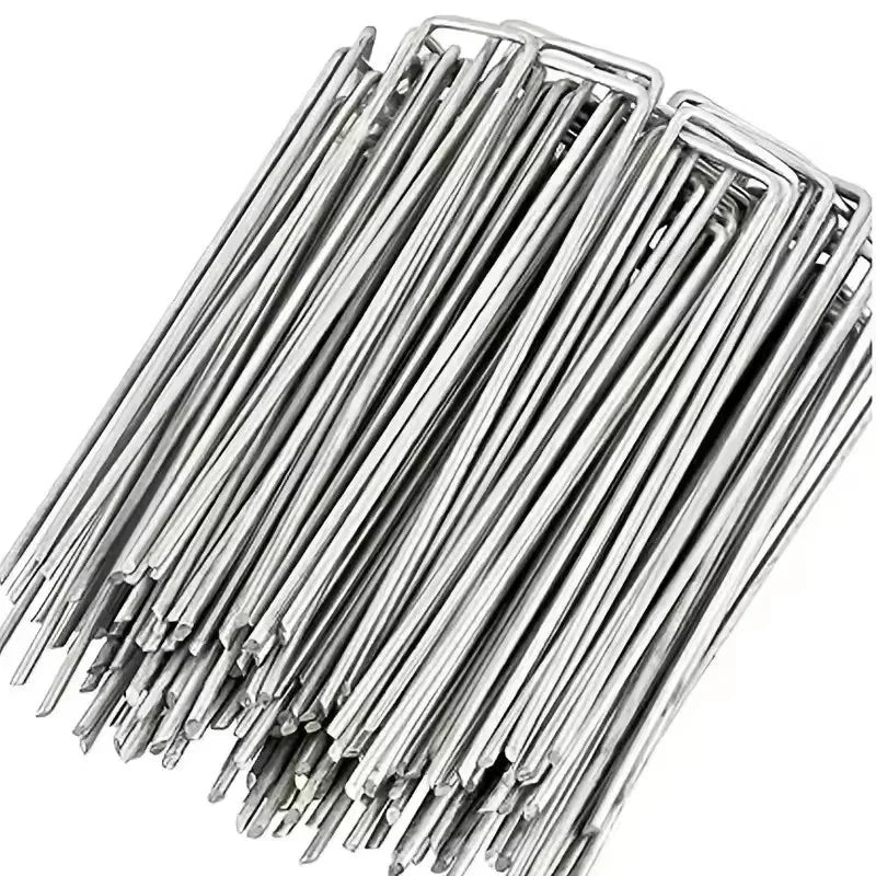 Heavy Duty U-Shaped Garden Stakes & Landscape Pins 25/50 Pcs Landscape Garden Pins Peaceful Pleasures Health and Wellness Light Grey 10X4CM 50pcs