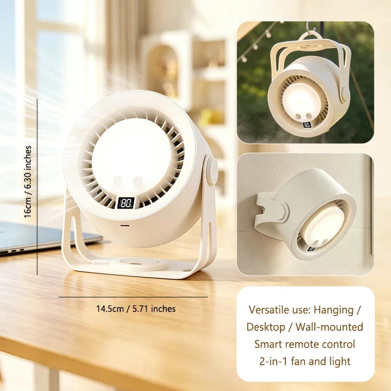 Lenovo Silent Turbo Desk Fan Wall Mounted Fan High Speed Rechargeable RGB Night Light Remote Control for Home Outdoor Kitchen Peaceful Pleasures Health and Wellness Khaki
