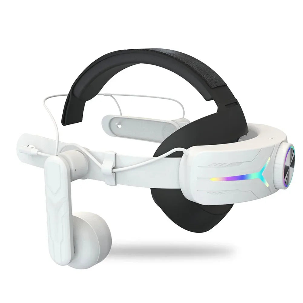 Head Strap Built-In 8000mAh Battery RGB Light For Meta Quest 3 VR Glasses Comfort On-Ear Audio Enhanced Sound Elite Head Strap Peaceful Pleasures Health and Wellness Head Strap