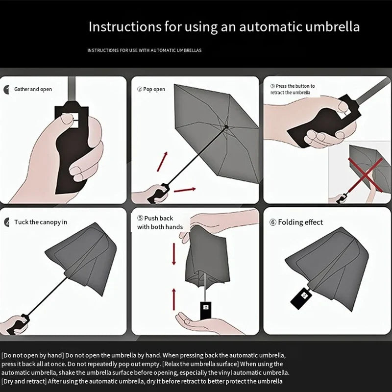 Automatic Windproof Folding Umbrella | 10 Rib Double Layer