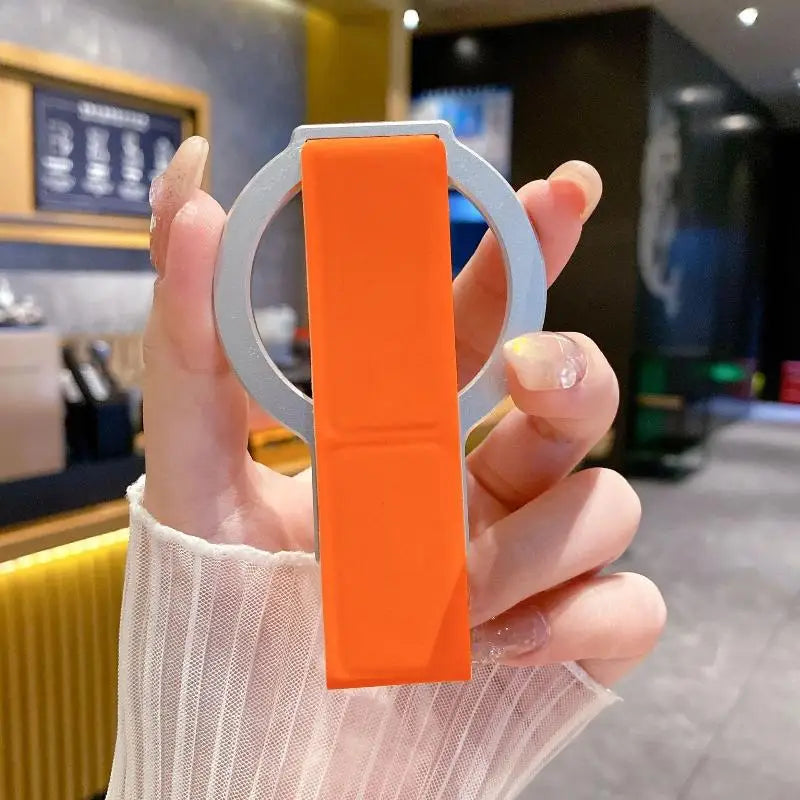 360° Magnetic Phone Grip Stand – Alloy & Silicone Finger Strap