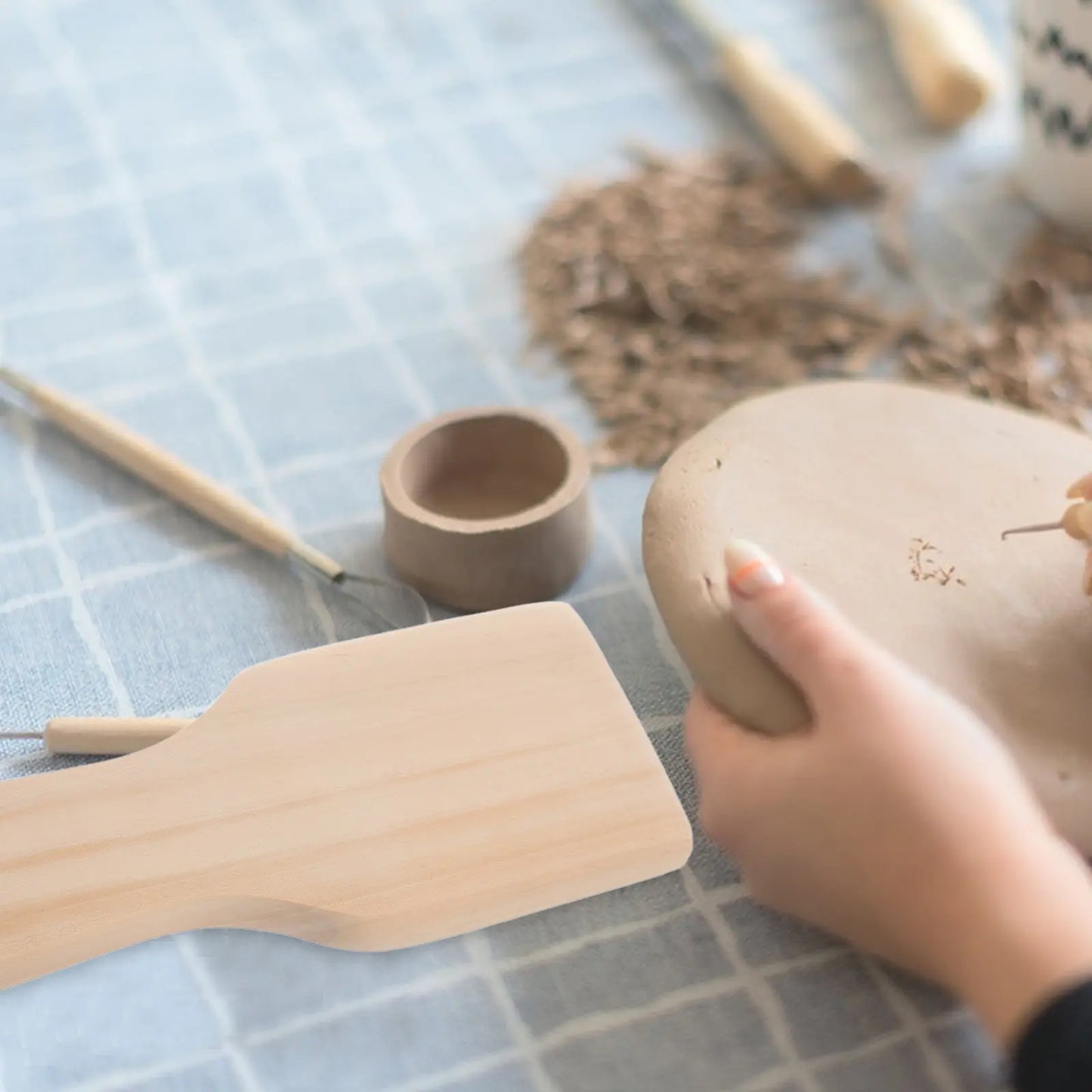 Wooden Curved Paddle Board for Clay Sculpting Pottery Tools Set Smooth Shaping Smoothing Tool for Beginners Professionals Peaceful Pleasures Health and Wellness