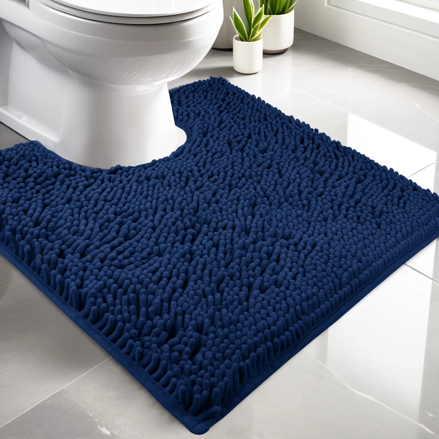 U-Shape Toilet Mat Non-Slip Shaggy Soft Pedestal Mat for Bathroom, Water Absorbent bath mat oilet Mat for Floor Dry Pedestal Mat Peaceful Pleasures Health and Wellness Chenille