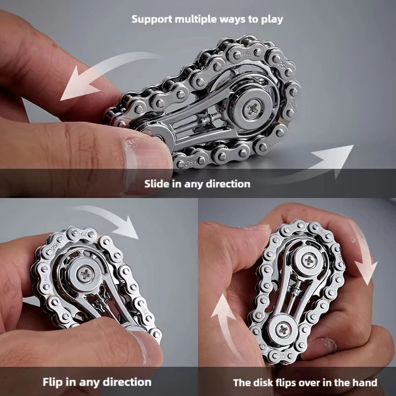 New Sprockets Flywheel Fingertip Gyro Fidget Spinner Antistress Anxiety Metal Bike Chains EDC Spinner Fidget Toys For Adult Peaceful Pleasures Health and Wellness