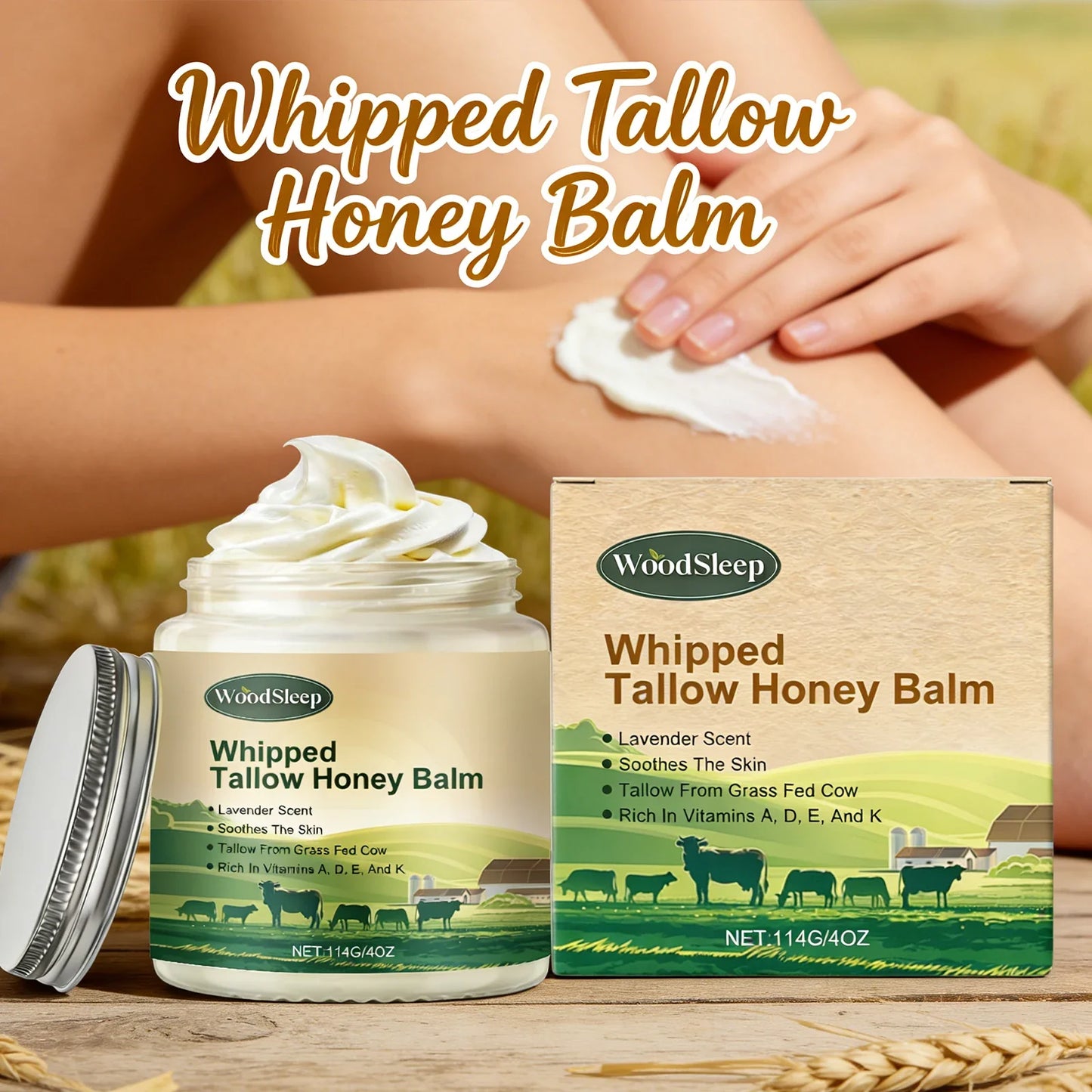 WOODSLEEP Beef Tallow & Honey Body Cream | Deep Moisturizer