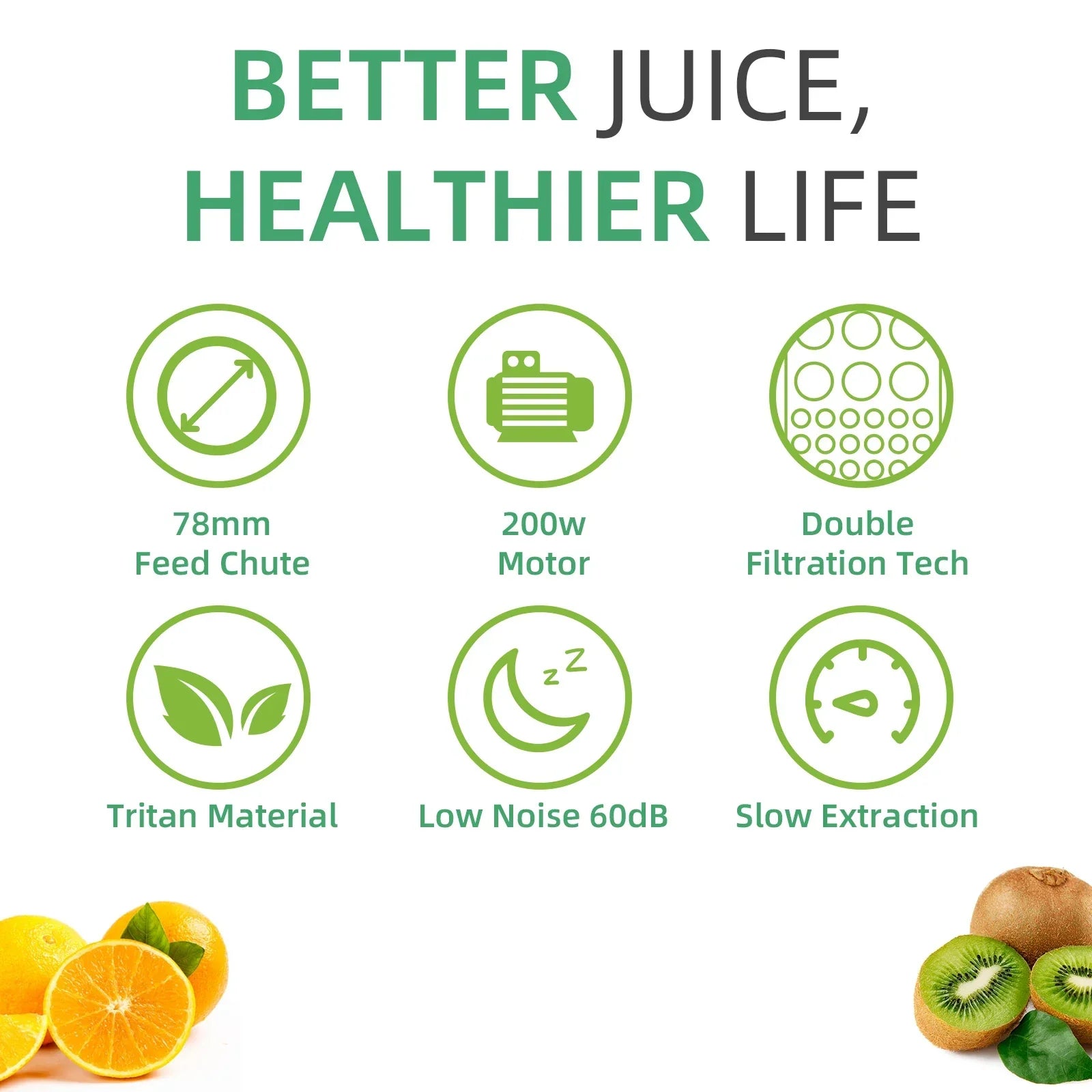 BioloMix Cold Press Juicer – 78mm Feed Chute, 200W DC Motor, BPA-Free Tritan Peaceful Pleasures Health and Wellness