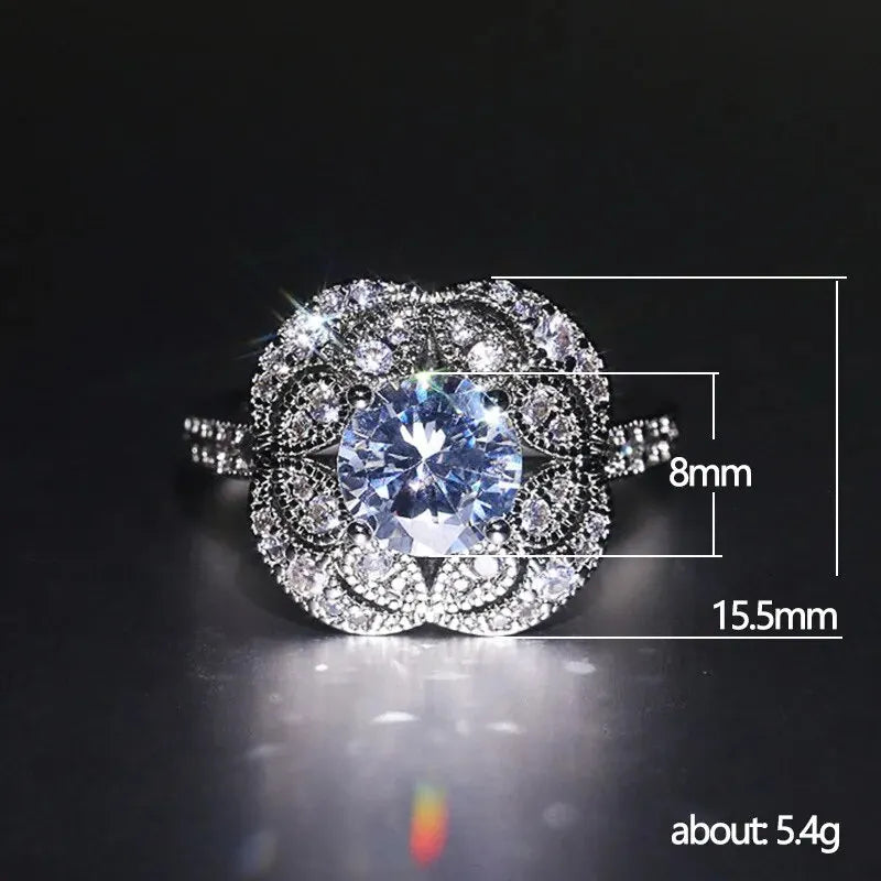 925 Silver CZ Diamond Bridal Ring Set – Women's Wedding Ring