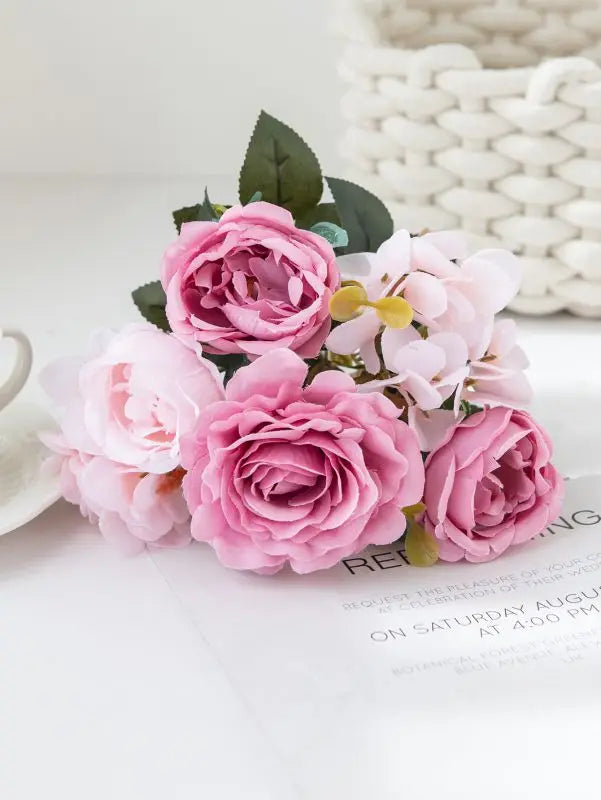 Silk Rose Artificial Flower Bouquet – Wedding & Home Décor