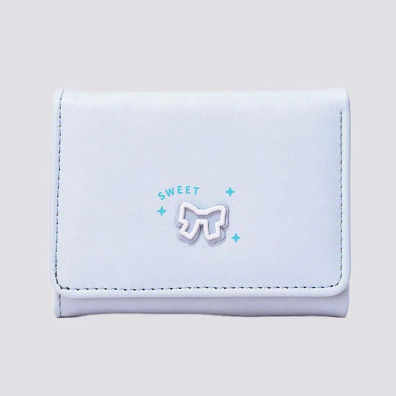 Korean Bow Wallet – Slim PU Card Holder for Men & Women