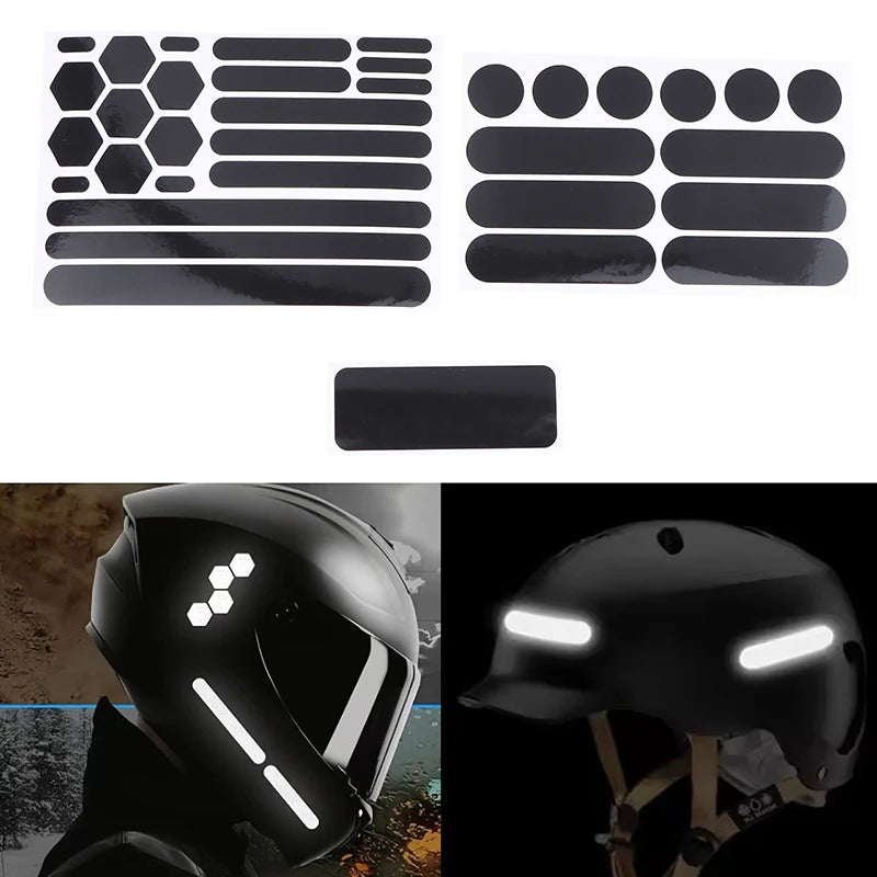 Black Reflective Helmet & Bike Stickers – Night Safety Decals