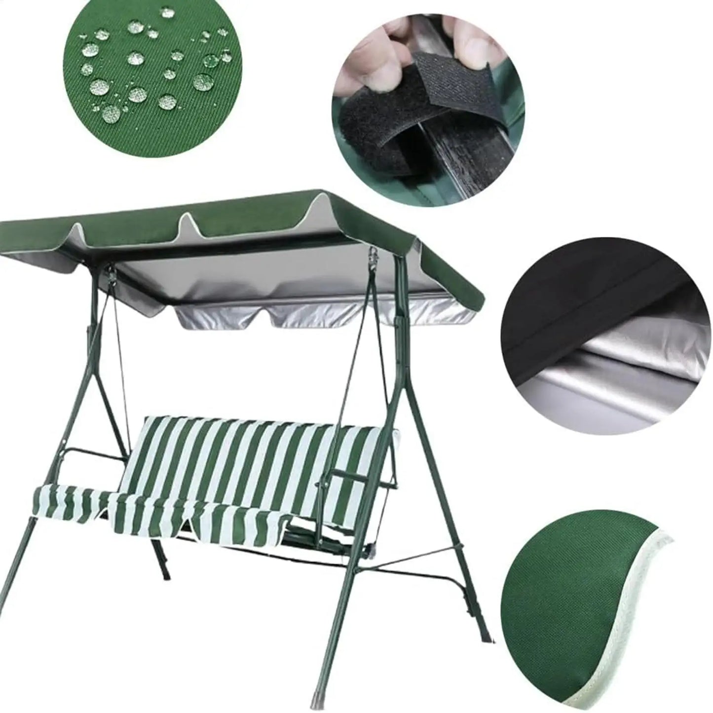 Waterproof UV-Resistant Patio Swing Canopy Replacement Weatherproof Seat Cover Fits Outdoor Swing for Garden Backyard Patio Deck Peaceful Pleasures Health and Wellness