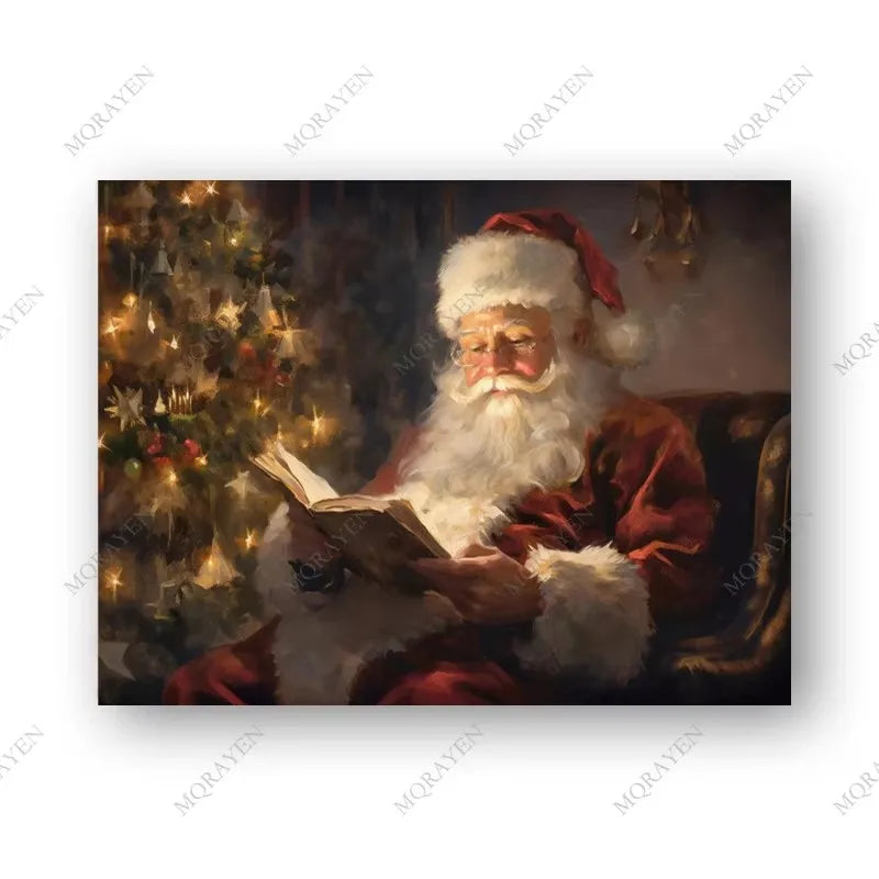 Retro Christmas Tree Gift Poster Canvas Painting Winter Farmhouse Snow Scene Pinecone Print Wall Art Living Room Home Decor Peaceful Pleasures Health and Wellness ZLH5485 20x30cm No Frame
