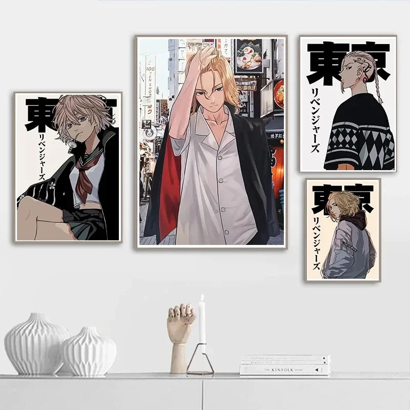 Canvas Painting Wall Art Anime TV Tokyo Revengers Poster Aesthetic Mikey Hanma Shuji Manga Mural Kawaii Room Decor Gift Peaceful Pleasures Health and Wellness