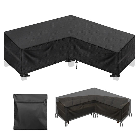 L-Shaped Sofa Lounger Cover Waterproof Heavy Duty Outdoor Patio Garden Sectional Couch Furniture Cover Protector Easy-Fitting Peaceful Pleasures Health and Wellness