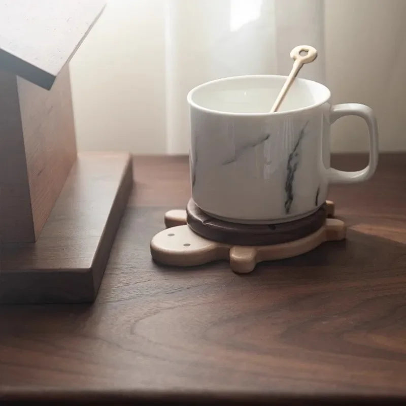 Creative and Cute Shape Black Walnut Solid Wood Turtle Insulation Mat Kettle Tea Coaster Tableware Anti-scald Table Ornaments Peaceful Pleasures Health and Wellness