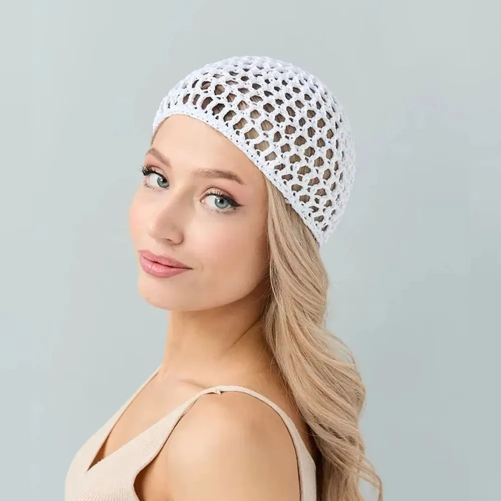 Hollowout Crochet Turban Cap – Breathable Mesh Wig Hat