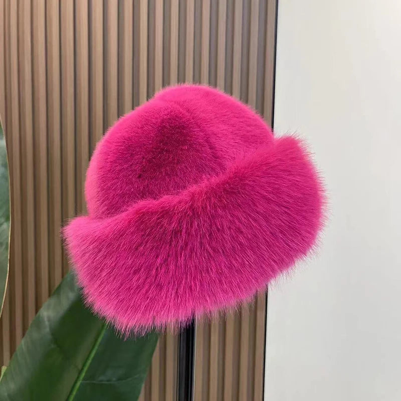 Women's Faux Fox Fur Winter Hat | Warm Windproof Russian Cap