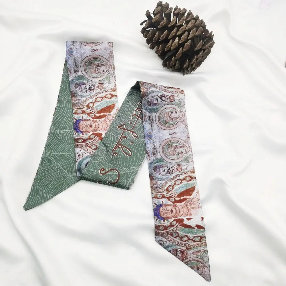 Chinese Floral Ribbon Scarf – Hair Band, Necktie & Bag Accent