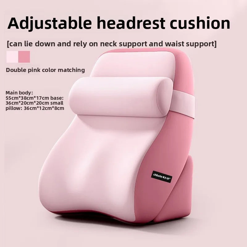 Reading Pillow for Sitting in Bed Ergonomic Wedge Back Pillow XL Side Pockets Removable Cover Working Nursing Lightweight Peaceful Pleasures Health and Wellness Pink