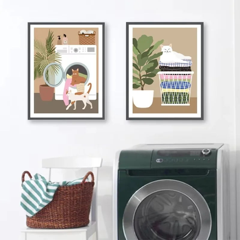 Laundry Room Floral Canvas Wall Art Print | Pastel Poster Canvas Wall Print Peaceful Pleasures Health and Wellness