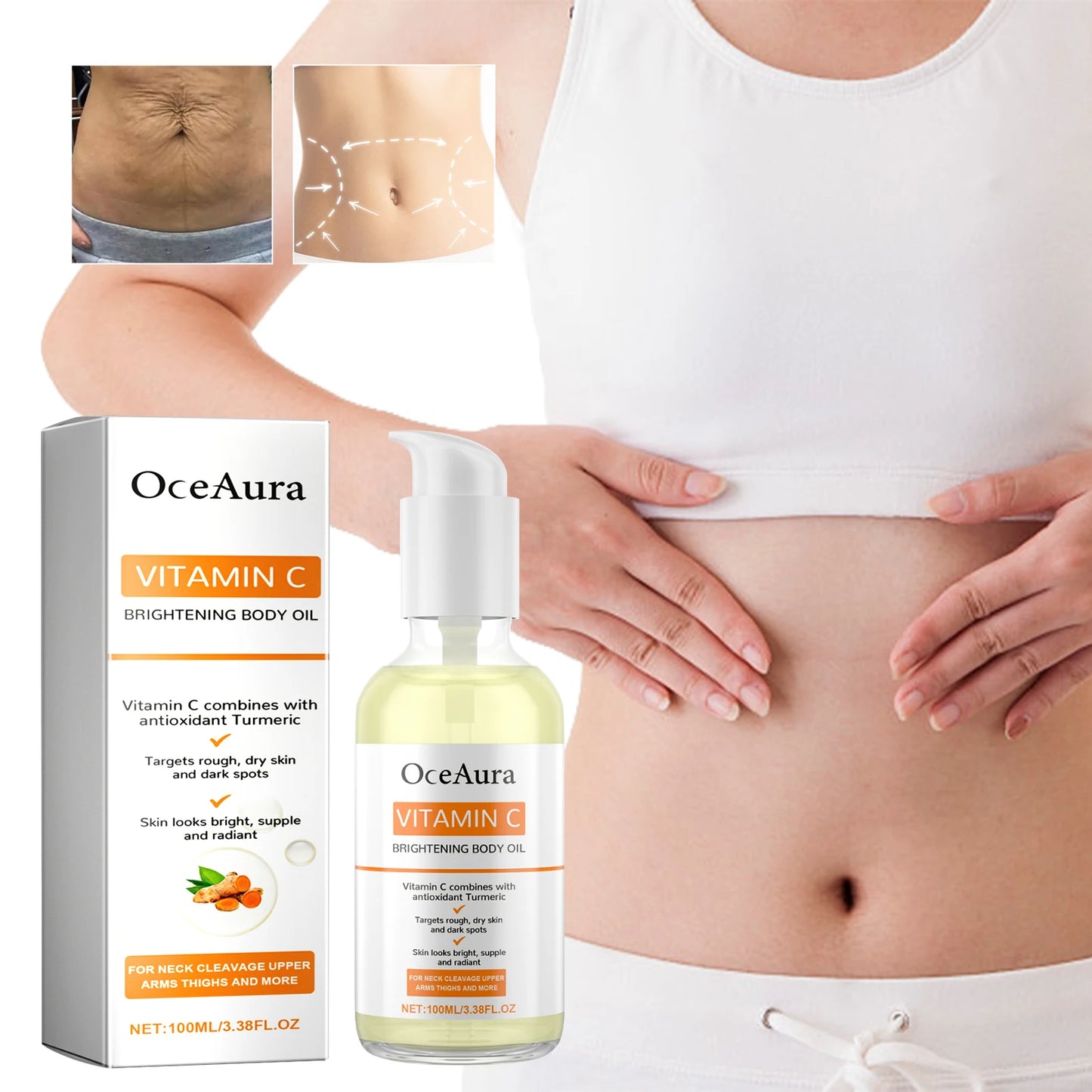 OceAura Vitamin C Brightening Body Oil | Moisturizing Dry Skin