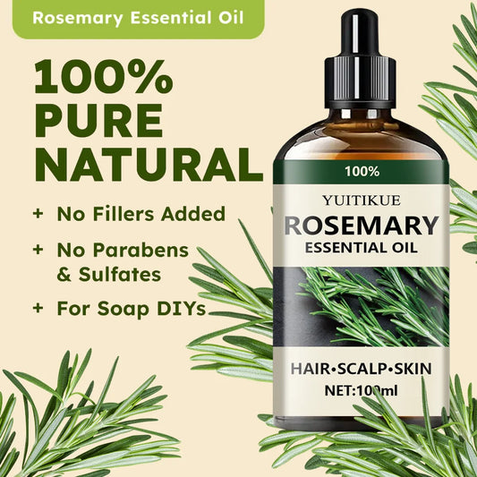 100% pure rosemary essential oil, suitable for hair, scalp, and skin, natural aromatherapy oil, nourishing and revitalizing. Peaceful Pleasures Health and Wellness Default Title
