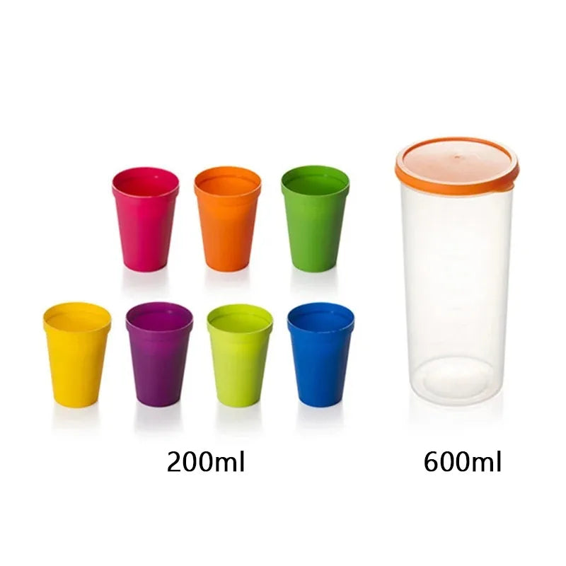 7pcs Rainbow Plastic Cups Set Reusable Water Mug Picnic Travel Trendy Funny Portable Rainbow Suit Cup Party Kids Drink Cup Peaceful Pleasures Health and Wellness