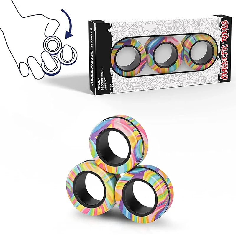 Magnetic Fidget Spinner Rings Set 3pc – Stress & Anxiety Relief