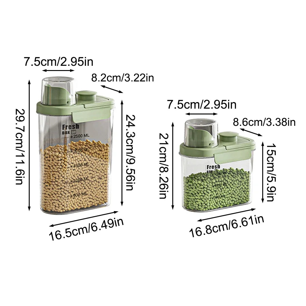 Large Capacity Kitchen Storage Can - 1600/2800ML PP Plastic Sealed Scale Bucket Waterproof Seal for Flour Corn Soybeans Rice Peaceful Pleasures Health and Wellness