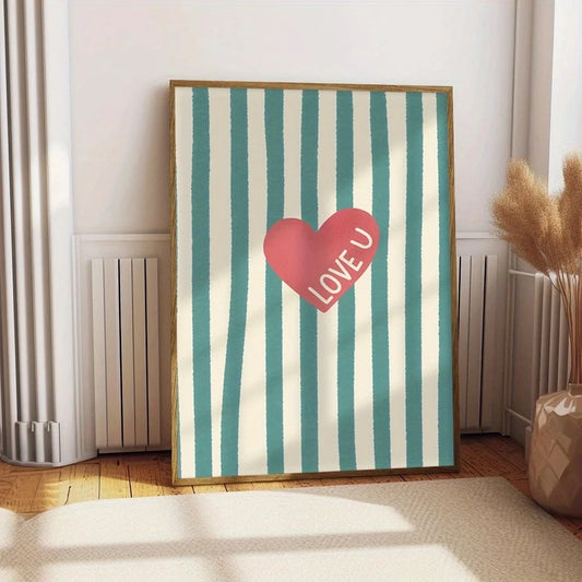 Bohemian Love Quote Green Stripe Canvas Wall Art Print Canvas Wall Art Peaceful Pleasures Health and Wellness G3882 21x30cm Wood Framed