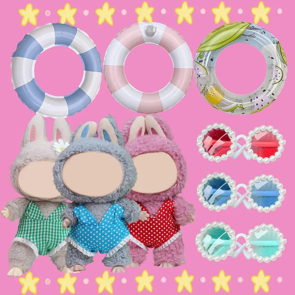 Summer Swim Set for 17cm Dolls – Bikini, Ring & Sunglasses